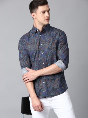 Dennis Lingo Men Printed Casual Blue Shirt