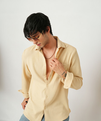 VASTRADO Men Self Design Casual Beige Shirt