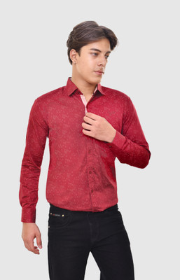 EYSTONE Men Printed Casual Maroon Shirt