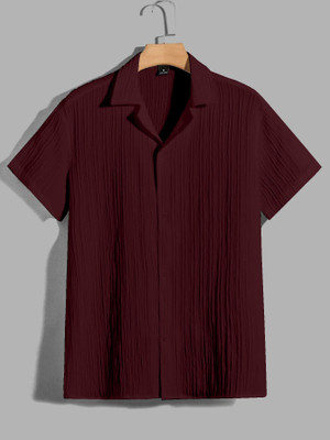 KALP CRAZE Men Self Design Casual Maroon Shirt
