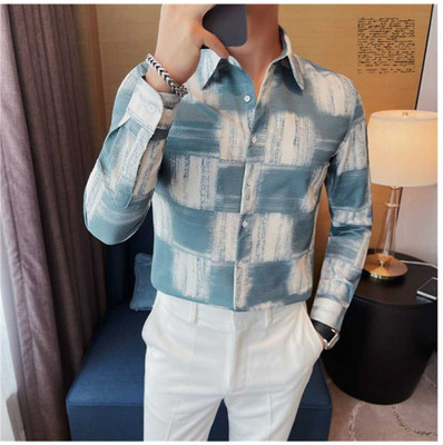 Kyutiman Men Printed Casual Dark Green, White Shirt