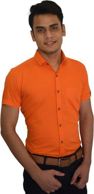Lee Cross Men Solid Casual Orange Shirt