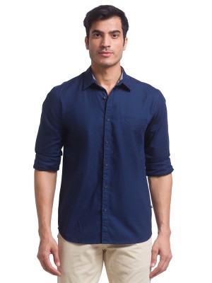 PARX Men Solid Casual Dark Blue Shirt