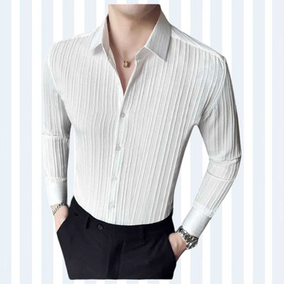 SHIVAY TRENDS Men Self Design Casual White Shirt
