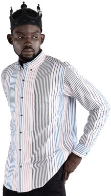 french crown Men Striped Casual White Shirt