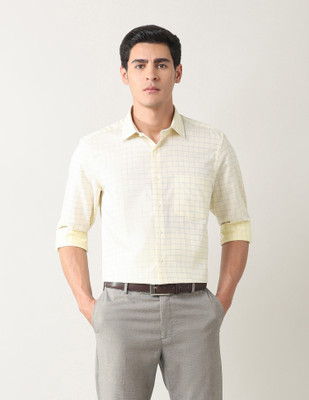 ARROW Men Checkered Formal Yellow Shirt
