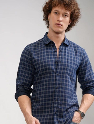 ARAAVIFASHION Men Checkered Casual Blue Shirt