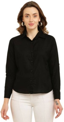 Fab Star Women Solid Casual Black Shirt