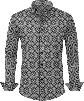 HouseOfCommon Men Printed Casual Black Shirt