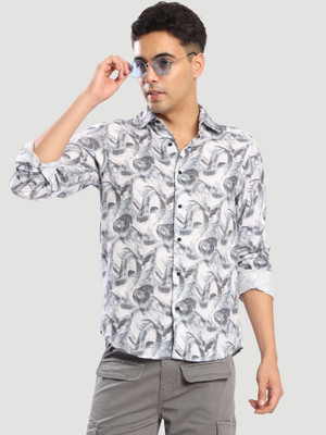 Bene Kleed Men Printed Casual White Shirt