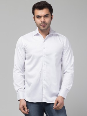 HNX DU Men Self Design Casual White Shirt