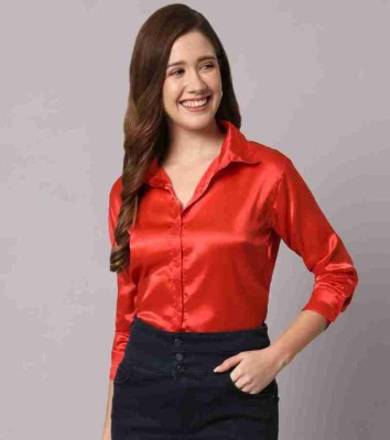 J K S GRMENTS Women Self Design Casual Red Shirt