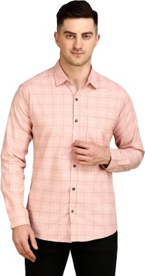 Apuesto Men Checkered Casual Pink, Black, White Shirt