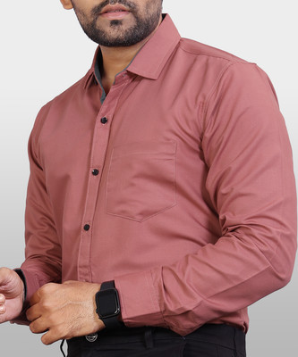 VeBNoR Men Solid Formal Pink Shirt