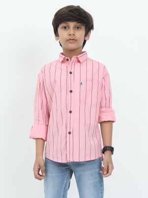 AIDAN PAUL Boys Striped Casual Pink Shirt
