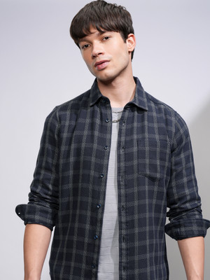 HIGHLANDER Men Checkered Casual Blue, Green Shirt