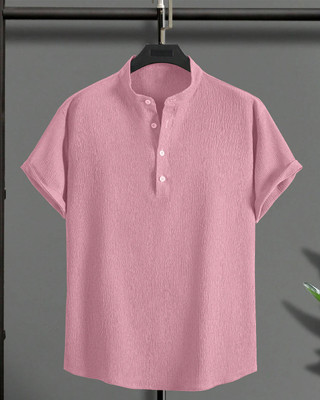 METRONAUT Men Solid Casual Pink Shirt