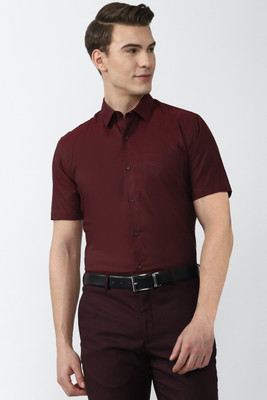 PETER ENGLAND Men Self Design Formal Maroon Shirt