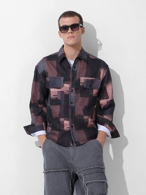 The Indian Garage Co. Men Printed Casual Black Shirt