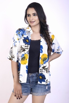 GOKUL TRENDZ Women Floral Print Casual White Shirt