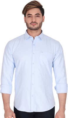 exraye Men Solid Casual Light Blue Shirt