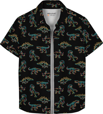 Hellcat Boys Printed Casual Black Shirt