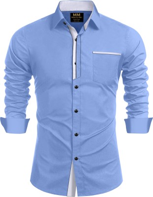 stylebymen Men Solid, Striped, Self Design Formal Blue Shirt