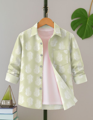 IMANFASHION Boys Printed Casual Light Green Shirt