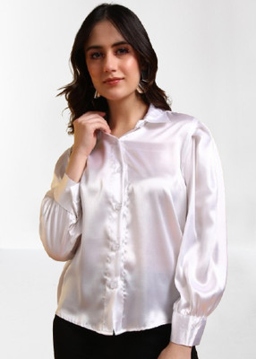 Ann Springs Women Solid Casual White Shirt