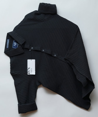 N AND J Men Self Design Casual Black Shirt