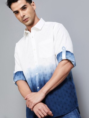 CODE Men Dyed/Ombre Casual Blue Shirt