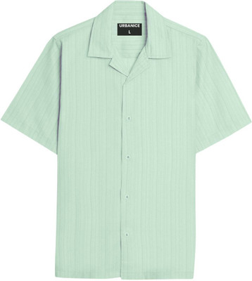 URBANICE Men Self Design Casual Green Shirt