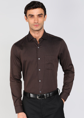 PETER ENGLAND Men Checkered Casual Brown Shirt