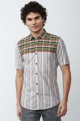 PETER ENGLAND Men Checkered Casual Green Shirt