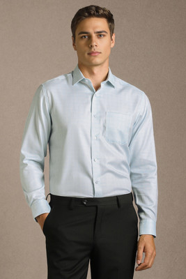 LOUIS PHILIPPE Men Checkered Formal Light Blue Shirt