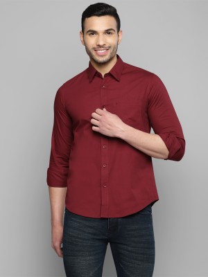 Allen Cooper Men Solid Casual Maroon Shirt