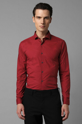 LOUIS PHILIPPE Men Self Design Formal Red Shirt