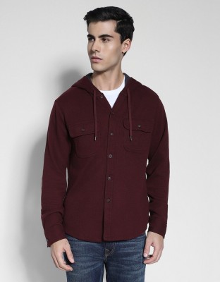 American Eagle Men Solid Casual Maroon Shirt