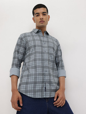 Roadster Men Checkered Casual Grey Shirt