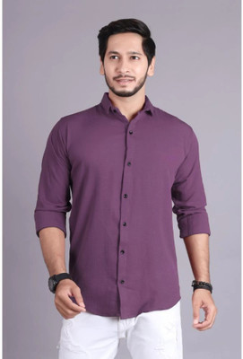 Parth Creation Men Solid Casual Purple Shirt