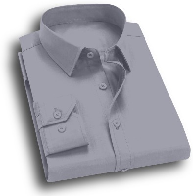 HASINI Fashion Men Solid Casual Grey Shirt