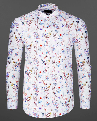 HOC Men Printed Casual White Shirt