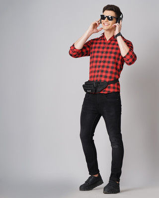 Hardsoda Women Checkered Casual Red, Black Shirt