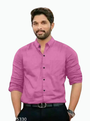 ROOP MISHREE Men Solid Casual Pink Shirt