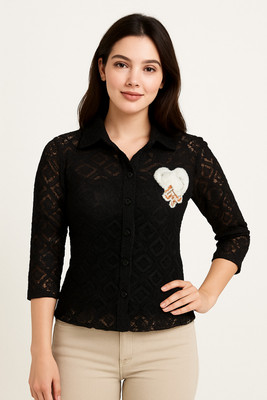 Amore Enterprises Women Printed Casual Black Shirt