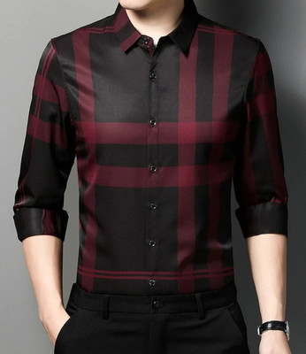 STELLALIFE Trend Men Solid Casual Black, Red Shirt
