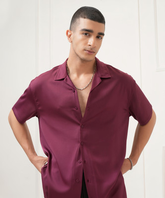 HIGHLANDER Men Solid Casual Maroon Shirt