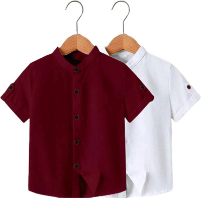 Zarila Boys Solid Casual Multicolor Shirt(Pack of 2)