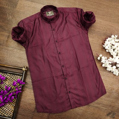 HouseOfCommon Men Striped Party Maroon Shirt