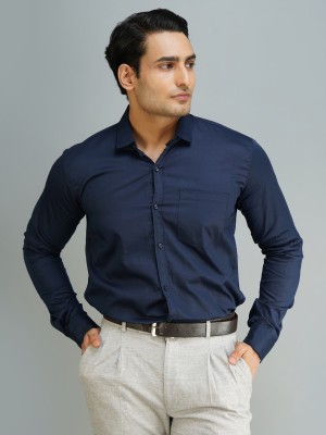 youth first Men Solid Formal Dark Blue Shirt